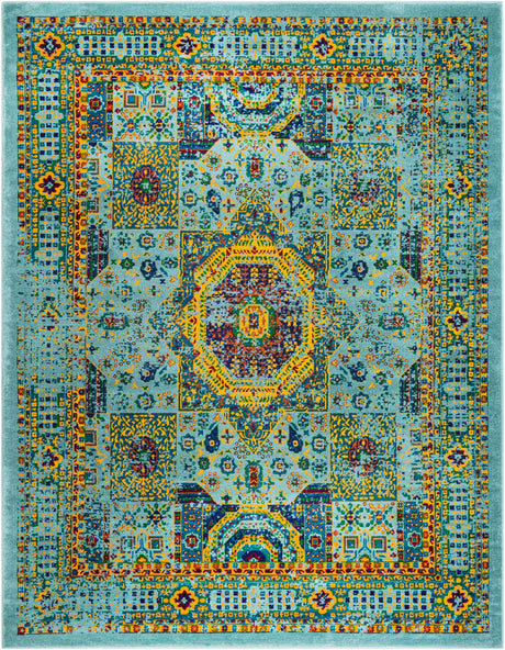 Aqua 7' 10 x 10' Calypso Rectangle Area Rug 100% Polypropylene With Cotton Backing Colorful Vivid Traditional Design Carpet for Living Office Dining Rooms for Sale at Rug Engine