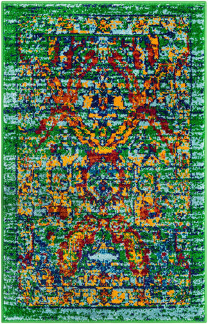 Green 2' x 3' 1 Calypso Rectangle Area Rug 100% Polypropylene With Cotton Backing Colorful Vivid Traditional Design Carpet for Living Office Dining Rooms for Sale at Rug Engine