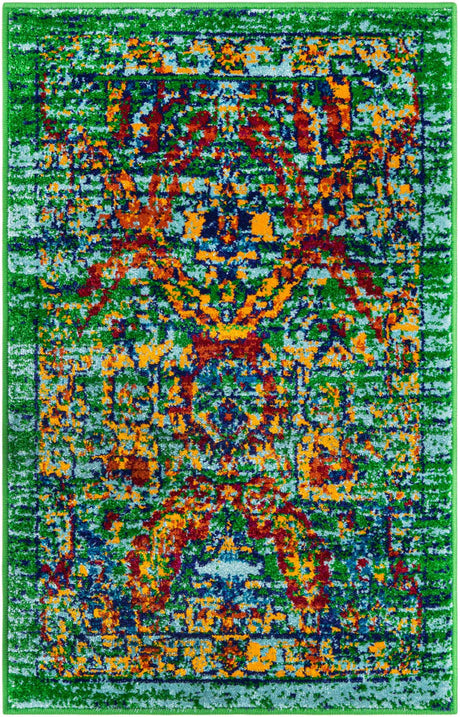Green 2' x 3' 1 Calypso Rectangle Area Rug 100% Polypropylene With Cotton Backing Colorful Vivid Traditional Design Carpet for Living Office Dining Rooms for Sale at Rug Engine