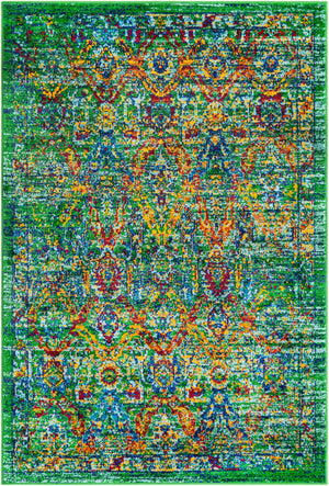 Green 4' 1 x 6' 1 Calypso Rectangle Area Rug 100% Polypropylene With Cotton Backing Colorful Vivid Traditional Design Carpet for Living Office Dining Rooms for Sale at Rug Engine
