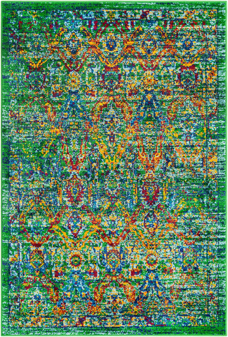 Green 4' 1 x 6' 1 Calypso Rectangle Area Rug 100% Polypropylene With Cotton Backing Colorful Vivid Traditional Design Carpet for Living Office Dining Rooms for Sale at Rug Engine