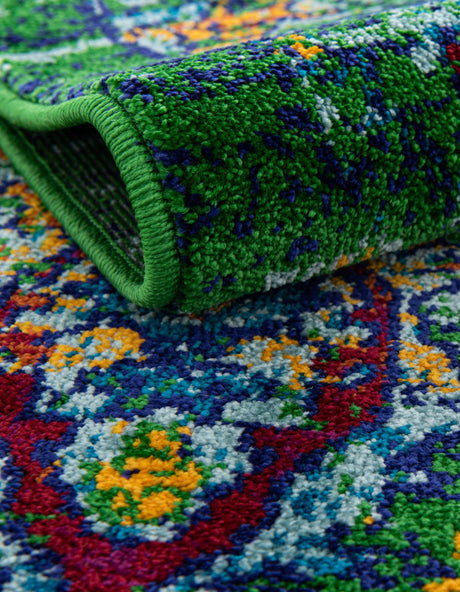 Green 7' 10 x 10' Calypso Rectangle Area Rug 100% Polypropylene With Cotton Backing Colorful Vivid Traditional Design Carpet for Living Office Dining Rooms for Sale at Rug Engine