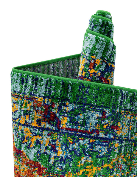 Green 7' 10 x 10' Calypso Rectangle Area Rug 100% Polypropylene With Cotton Backing Colorful Vivid Traditional Design Carpet for Living Office Dining Rooms for Sale at Rug Engine