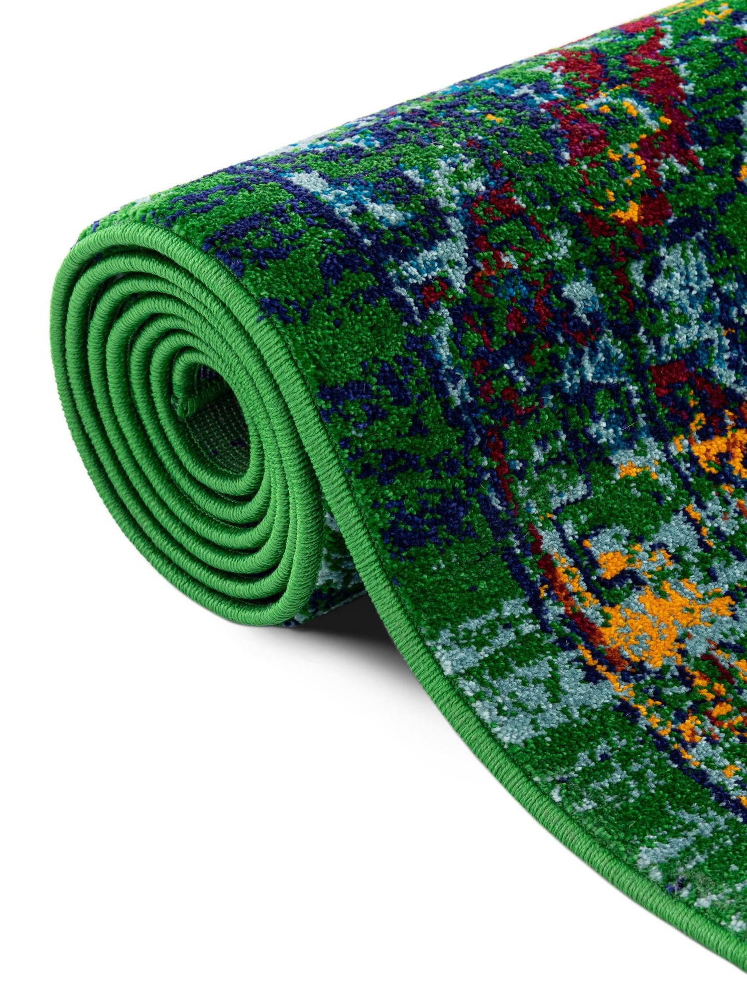 Green 2' 7 x 12' Calypso Runner Area Rug 100% Polypropylene With Cotton Backing Colorful Vivid Traditional Design Carpet for Living Office Dining Rooms for Sale at Rug Engine