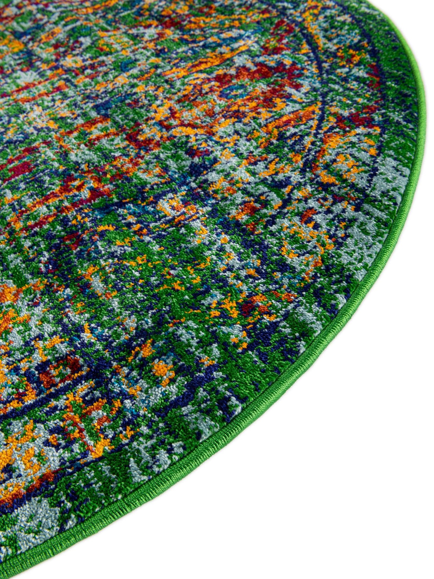 Green 4' 1 x 4' 1 Calypso Round Area Rug 100% Polypropylene With Cotton Backing Colorful Vivid Traditional Design Carpet for Living Office Dining Rooms for Sale at Rug Engine