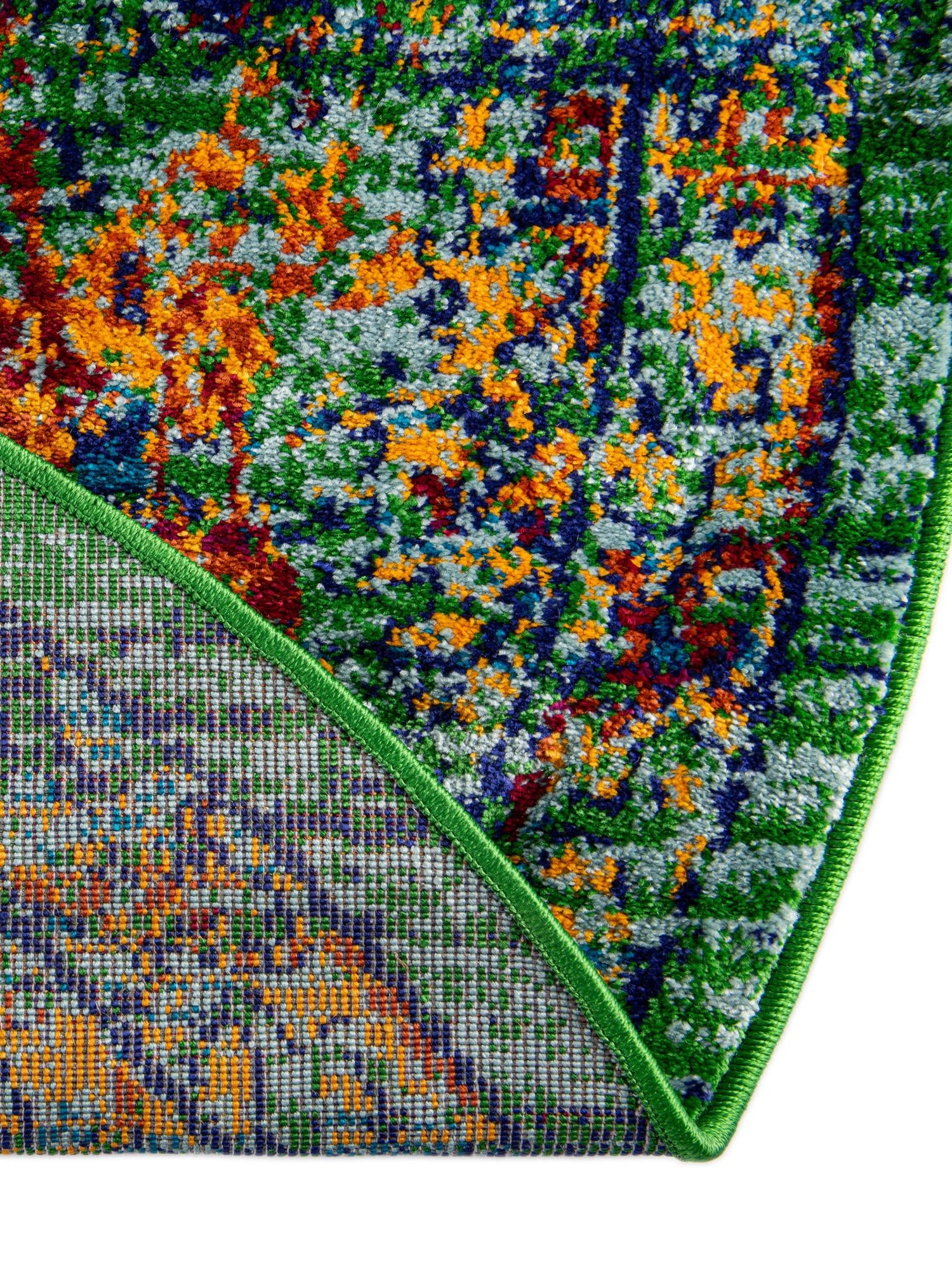 Green 4' 1 x 4' 1 Calypso Round Area Rug 100% Polypropylene With Cotton Backing Colorful Vivid Traditional Design Carpet for Living Office Dining Rooms for Sale at Rug Engine