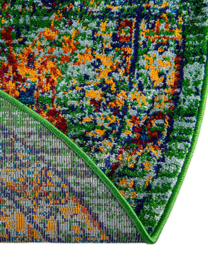 Green 4' 1 x 4' 1 Calypso Round Area Rug 100% Polypropylene With Cotton Backing Colorful Vivid Traditional Design Carpet for Living Office Dining Rooms for Sale at Rug Engine