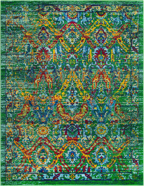 Green 7' 10 x 10' Calypso Rectangle Area Rug 100% Polypropylene With Cotton Backing Colorful Vivid Traditional Design Carpet for Living Office Dining Rooms for Sale at Rug Engine