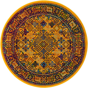 Multicolor 4' 1 x 4' 1 Calypso Round Area Rug 100% Polypropylene With Cotton Backing Colorful Vivid Traditional Design Carpet for Living Office Dining Rooms for Sale at Rug Engine