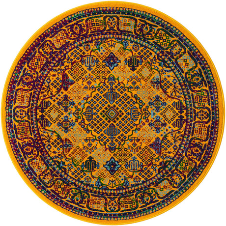 Multicolor 4' 1 x 4' 1 Calypso Round Area Rug 100% Polypropylene With Cotton Backing Colorful Vivid Traditional Design Carpet for Living Office Dining Rooms for Sale at Rug Engine