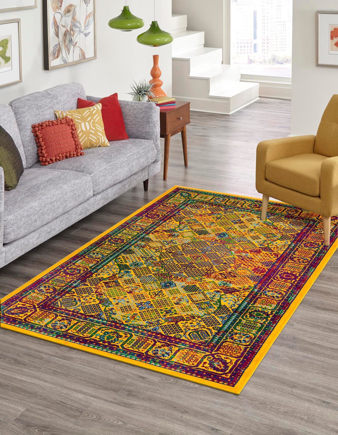 Multicolor 4' 1 x 6' 1 Calypso Rectangle Area Rug 100% Polypropylene With Cotton Backing Colorful Vivid Traditional Design Carpet for Living Office Dining Rooms for Sale at Rug Engine