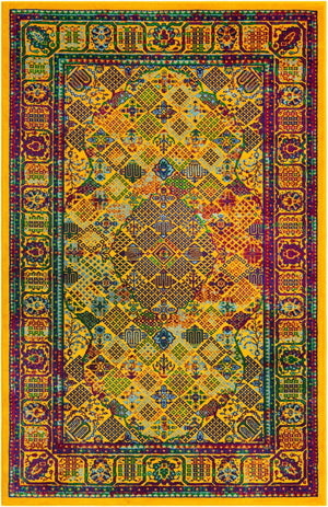 Multicolor 5' 3 x 8' Calypso Rectangle Area Rug 100% Polypropylene With Cotton Backing Colorful Vivid Traditional Design Carpet for Living Office Dining Rooms for Sale at Rug Engine
