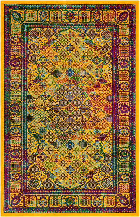 Multicolor 5' 3 x 8' Calypso Rectangle Area Rug 100% Polypropylene With Cotton Backing Colorful Vivid Traditional Design Carpet for Living Office Dining Rooms for Sale at Rug Engine