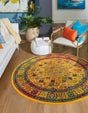 Multicolor 7' 10 x 7' 10 Calypso Round Area Rug 100% Polypropylene With Cotton Backing Colorful Vivid Traditional Design Carpet for Living Office Dining Rooms for Sale at Rug Engine