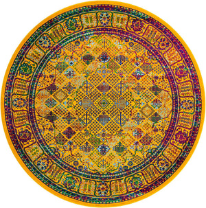 Multicolor 7' 10 x 7' 10 Calypso Round Area Rug 100% Polypropylene With Cotton Backing Colorful Vivid Traditional Design Carpet for Living Office Dining Rooms for Sale at Rug Engine