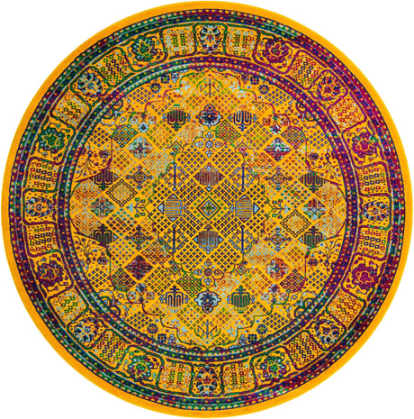 Multicolor 7' 10 x 7' 10 Calypso Round Area Rug 100% Polypropylene With Cotton Backing Colorful Vivid Traditional Design Carpet for Living Office Dining Rooms for Sale at Rug Engine