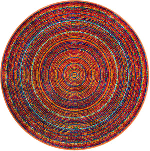 Multicolor 4' 1 x 4' 1 Calypso Round Area Rug 100% Polypropylene With Cotton Backing Colorful Vivid Traditional Design Carpet for Living Office Dining Rooms for Sale at Rug Engine
