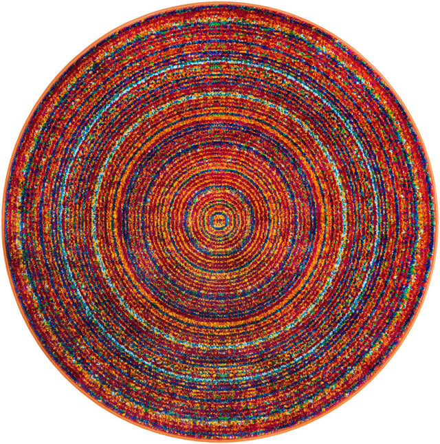 Multicolor 4' 1 x 4' 1 Calypso Round Area Rug 100% Polypropylene With Cotton Backing Colorful Vivid Traditional Design Carpet for Living Office Dining Rooms for Sale at Rug Engine
