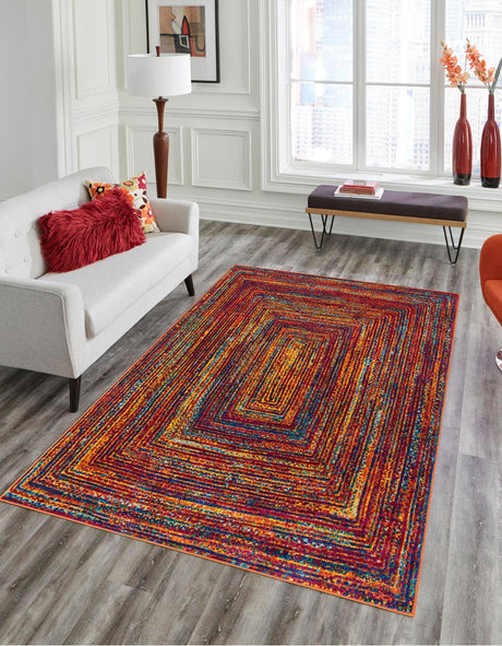 Multicolor 5' 3 x 8' Calypso Rectangle Area Rug 100% Polypropylene With Cotton Backing Colorful Vivid Traditional Design Carpet for Living Office Dining Rooms for Sale at Rug Engine