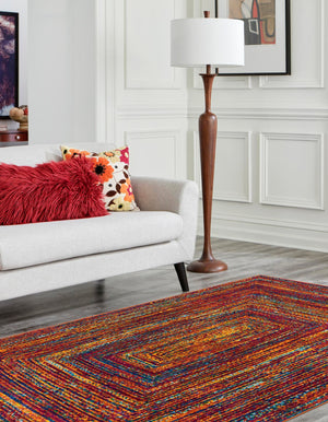 Multicolor 5' 3 x 8' Calypso Rectangle Area Rug 100% Polypropylene With Cotton Backing Colorful Vivid Traditional Design Carpet for Living Office Dining Rooms for Sale at Rug Engine