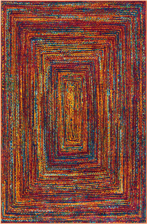 Multicolor 5' 3 x 8' Calypso Rectangle Area Rug 100% Polypropylene With Cotton Backing Colorful Vivid Traditional Design Carpet for Living Office Dining Rooms for Sale at Rug Engine