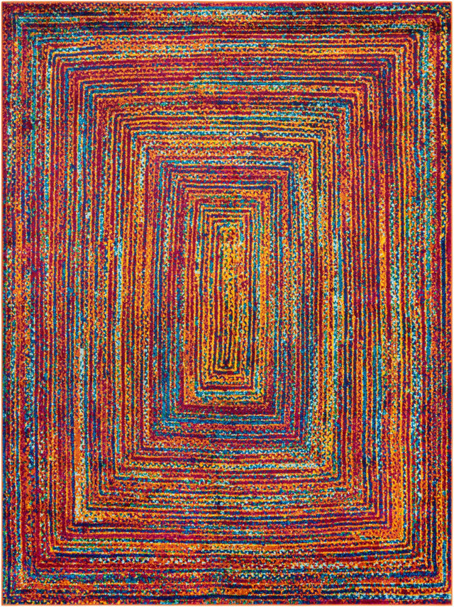 Multicolor 9' x 12' Calypso Rectangle Area Rug 100% Polypropylene With Cotton Backing Colorful Vivid Traditional Design Carpet for Living Office Dining Rooms for Sale at Rug Engine