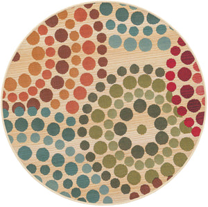 Beige 3' 1 x 3' 1 Outdoor Modern Round Rug