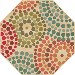 Beige 4' 1 x 4' 1 Outdoor Modern Octagon Rug