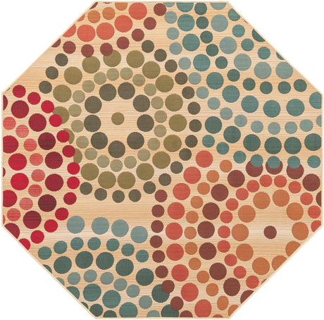 Beige 5' 3 x 5' 3 Outdoor Modern Octagon Rug
