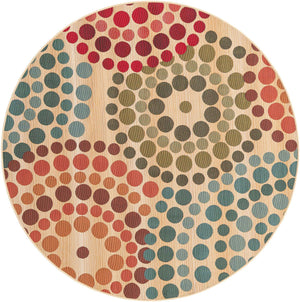 Beige 5' 1 x 5' 1 Outdoor Modern Round Rug