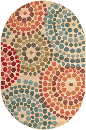 Beige 5' 3 x 8' Outdoor Modern Oval Rug