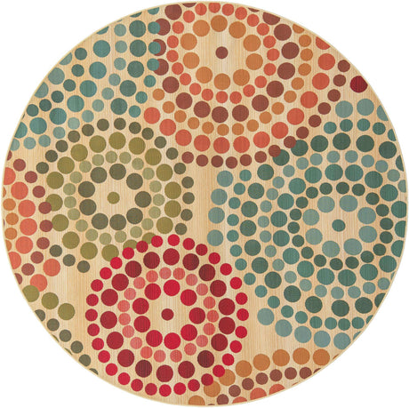 Beige 7' 1 x 7' 1 Outdoor Modern Round Rug