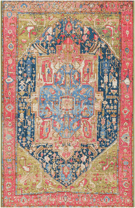 Multicolor 3' 3 x 5' 3 Outdoor Traditional Rectangle Area Rug Weather Resistant for Patio, Deck, Terrace, Balcony, Porch