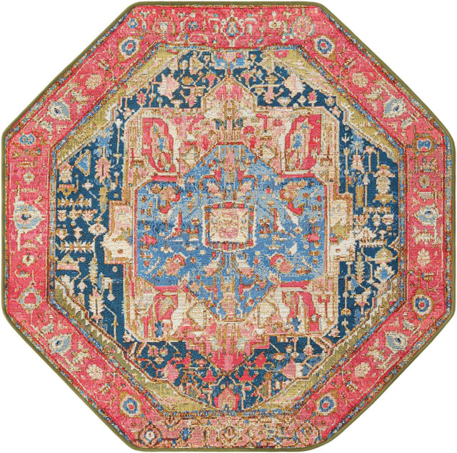 Multicolor 4' 1 x 4' 1 Outdoor Traditional Octagon Rug