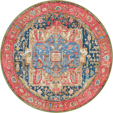 Multicolor 4' 1 x 4' 1 Outdoor Traditional Round Rug
