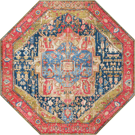 Multicolor 7' 10 x 7' 10 Outdoor Traditional Octagon Area Rug Weather Resistant for Patio, Deck, Terrace, Balcony, Porch Classical Design Outside Carpet for Sale at Rug Engine