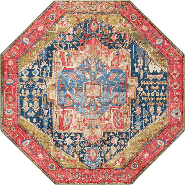 Multicolor 7' 10 x 7' 10 Outdoor Traditional Octagon Area Rug Weather Resistant for Patio, Deck, Terrace, Balcony, Porch Classical Design Outside Carpet for Sale at Rug Engine
