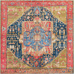 Multicolor 7' 10 x 7' 10 Outdoor Traditional Square Area Rug Weather Resistant for Patio, Deck, Terrace, Balcony, Porch Classical Design Outside Carpet for Sale at Rug Engine