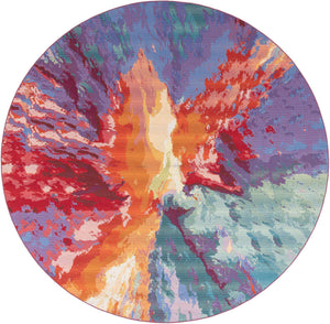 Multicolor 10' x 10' Outdoor Modern Round Area Rug Weather Resistant for Patio, Deck, Terrace, Balcony, Porch 100% Polypropylene Modern Outside Carpet for Sale at Rug Engine