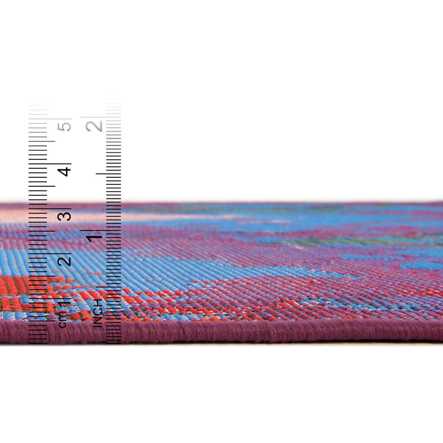 Multicolor 5' 3 x 5' 3 Outdoor Modern Octagon Area Rug Weather Resistant for Patio, Deck, Terrace, Balcony, Porch 100% Polypropylene Modern Outside Carpet for Sale at Rug Engine