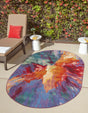 Multicolor 5' 3 x 8' Outdoor Modern Oval Area Rug Weather Resistant for Patio, Deck, Terrace, Balcony, Porch 100% Polypropylene Modern Outside Carpet for Sale at Rug Engine