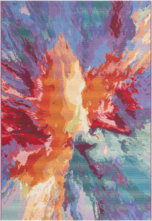 Multicolor 6' 1 x 9' Outdoor Modern Rectangle Area Rug Weather Resistant for Patio, Deck, Terrace, Balcony, Porch 100% Polypropylene Modern Outside Carpet for Sale at Rug Engine