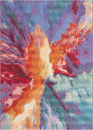 Multicolor 7' 1 x 10' Outdoor Modern Rectangle Rug