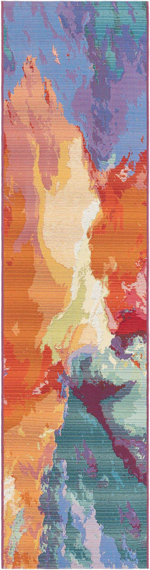 Multicolor 2' x 8' Outdoor Modern Runner Area Rug Weather Resistant for Patio, Deck, Terrace, Balcony, Porch 100% Polypropylene Modern Outside Carpet for Sale at Rug Engine
