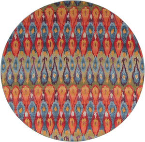 Multicolor 10' x 10' Outdoor Modern Round Area Rug Weather Resistant for Patio, Deck, Terrace, Balcony, Porch 100% Polypropylene Modern Outside Carpet for Sale at Rug Engine
