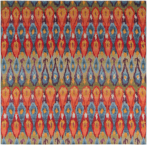 Multicolor 10' x 10' Outdoor Modern Square Rug