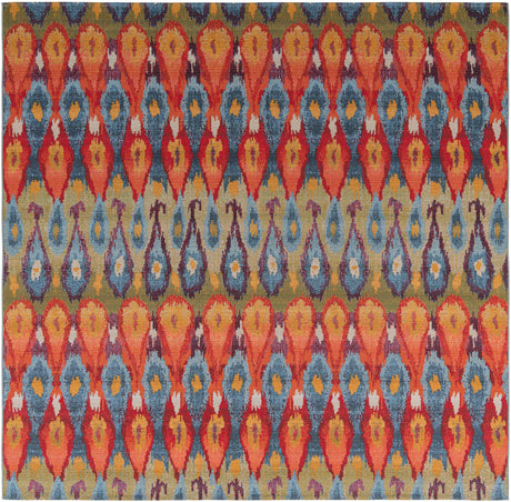 Multicolor 10' x 10' Outdoor Modern Square Rug