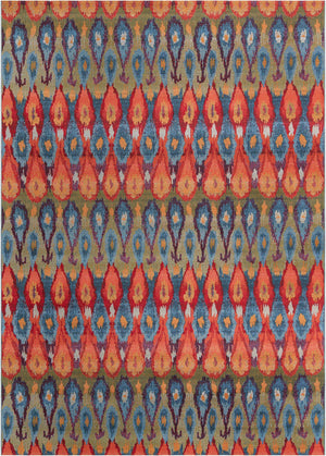 Multicolor 10' x 14' 1 Outdoor Modern Rectangle Area Rug Weather Resistant for Patio, Deck, Terrace, Balcony, Porch 100% Polypropylene Modern Outside Carpet for Sale at Rug Engine