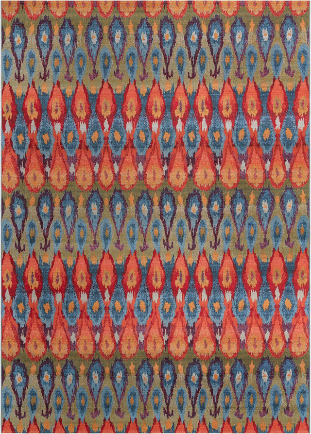 Multicolor 10' x 14' 1 Outdoor Modern Rectangle Area Rug Weather Resistant for Patio, Deck, Terrace, Balcony, Porch 100% Polypropylene Modern Outside Carpet for Sale at Rug Engine