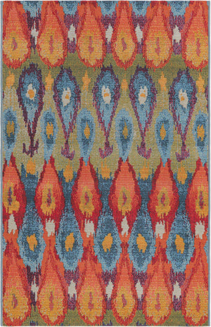 Multicolor 3' 3 x 5' 3 Outdoor Modern Rectangle Area Rug Weather Resistant for Patio, Deck, Terrace, Balcony, Porch 100% Polypropylene Modern Outside Carpet for Sale at Rug Engine